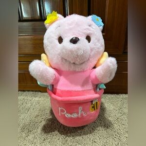 Winnie the Pooh Bear in Flower Pot Plush Toy 10” Height Pink